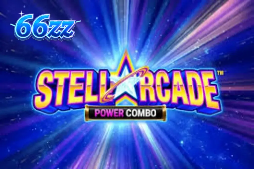 Stellarcade Power Combo স্লট গেমের নিয়ন মহাকাশ থিমযুক্ত ডিসপ্লে